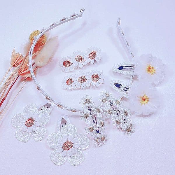 Children's Embroidered BB Baby Lace Flower Clip Daisy Headband Princess Hair Accessories