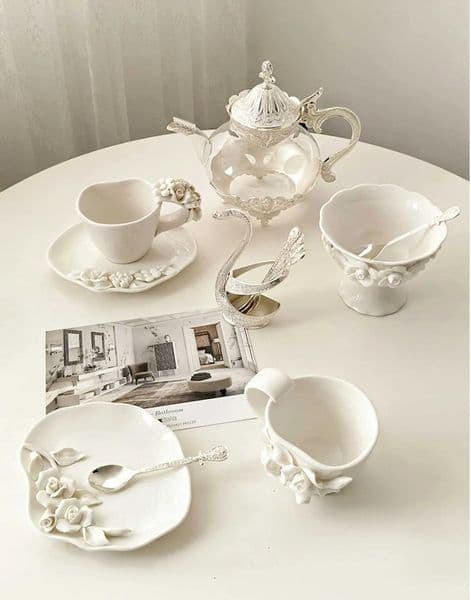 2026 Luxury Designer Decor 3D Gift Set Flower Ceramic Coffee Cup/Dish High Beauty Handmade Mark Cup Dessert Bowl Decoration For Home D Free Shipping 03