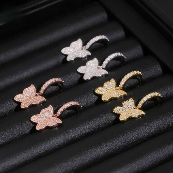 New Arrival: High-end Butterfly Design S925 Silver Inlaid with Moissanite Style Charming Earrings Direct Supply