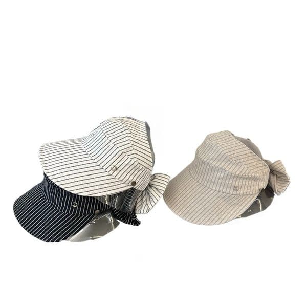 Women Striped Bowknot Sun Visor Hat Summer UV Protection No Top Baseball Cap Designer Luxury Spring Visors Luxe Beach Travel Sun Hat Outdoor