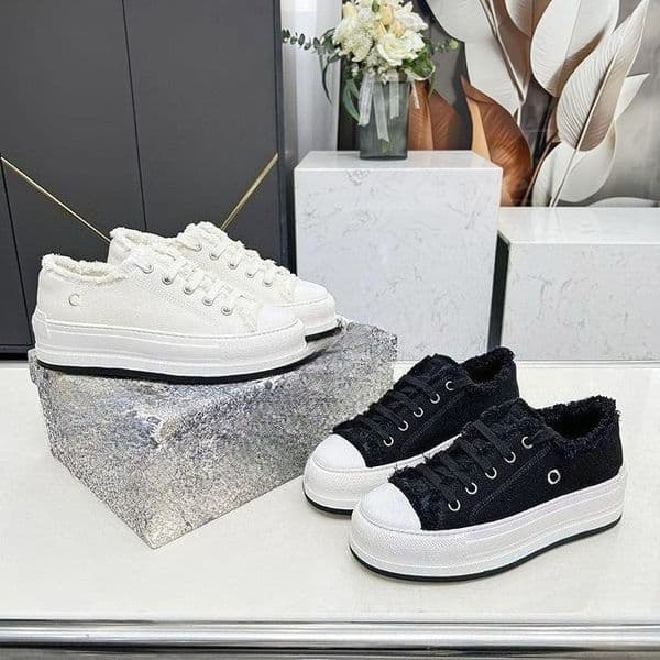 D Designer shoes Tassel Thick soled Women Canvas Shoes Trendy and Fashionable Spring and Summer 2026 Board Shoes Thin and Versatile New Casual Style Gift Size 35-40