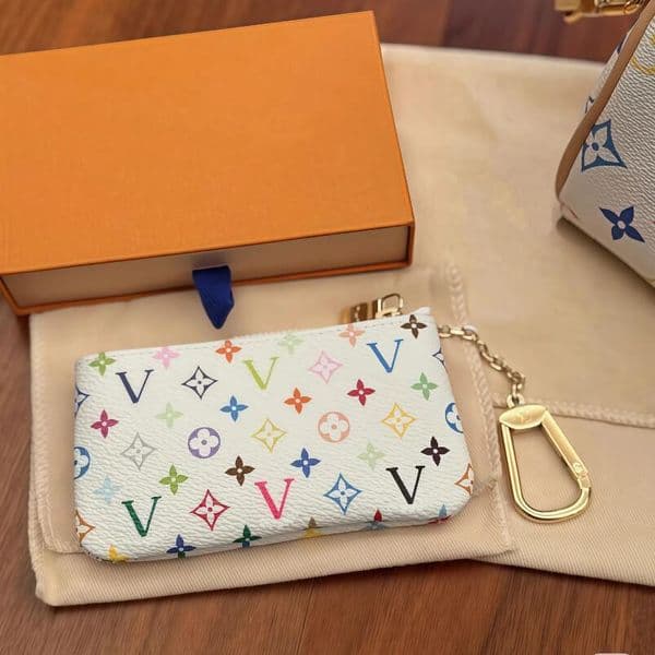 12A designer wallets bag 6 colors Keychain Ring KEY POUCH coin purse coin pouch Damier leather Credit Card Holder women bag small zipper purses Wallet with out box