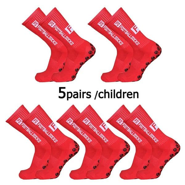 5 pairs 34-39 of multi-color adhesive dots for anti slip sweat absorption and odor prevention Childrens FS football socks 260509