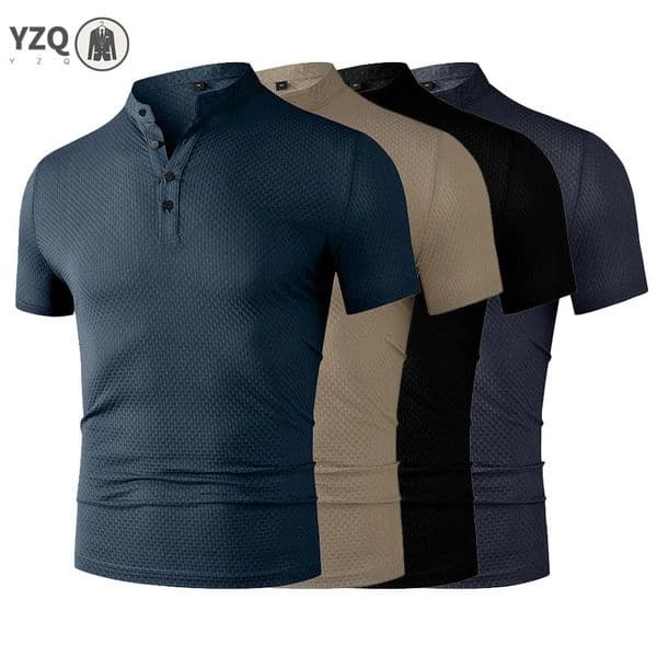 Mens Business Casual Short Sleeve POLO Shirt Bone Flower Solid Color Breathable Comfortable Fashion Summer Versatile Top 260509