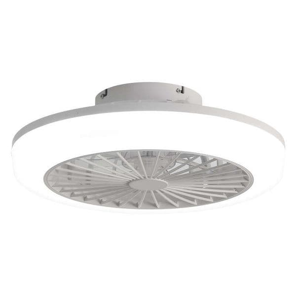18 Inch Enclosed with Light and Remote, Flush Mount Bladeless Modern Low Profile Ceiling Fan for Bedroom Kitchen Dining Room