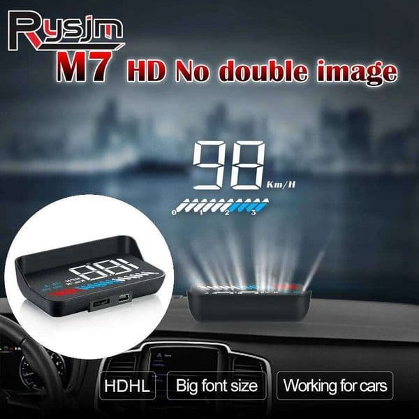 Car HUD M7 OBD+GPS Dual System Head Up Display GPS Speedometer Windshield Projector On-board Computer RPM Voltage Alarm Custom
