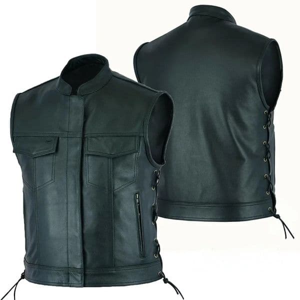 Vest Leather Punk Fashion Casual Coat Motorcycle Vest Men Solid Vest Fleet 260509