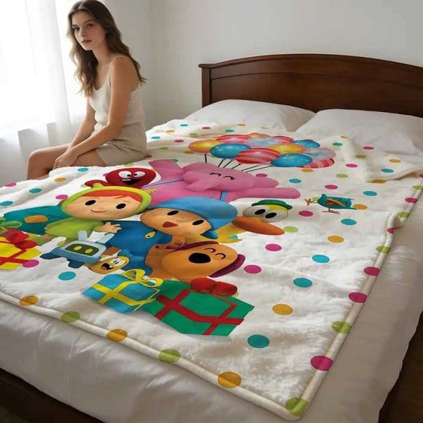 Throw High-Density Short Plush Blanket For Sofa Nap Air-Conditioned Room Soft Skin-Friendly B-Boy-Girl-Pocoyo C260511