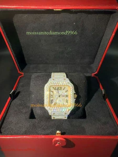 VVS High-end customizationColor Designer Handcrafted Moissanite Diamond High Quality, Sapphire Crystal, Luxury Unisex Iced Out Watch free shipping