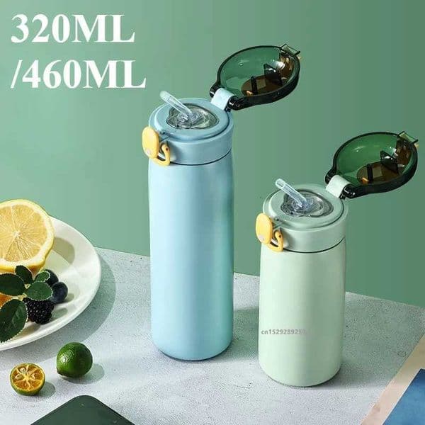 Stainless Steel Insated Cup Double-Wall Vacuum Cup 320/460ML Leak-Proof Thermal Water Bottle With Straw For He Outdoor SportJ260511