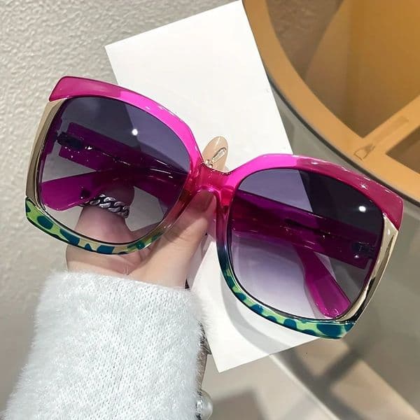 Chic Oversized Square Fashion Sunglasses for Women Anti Durable PC Frame with Metal Hinges - Perfect for Beach Travel 260511