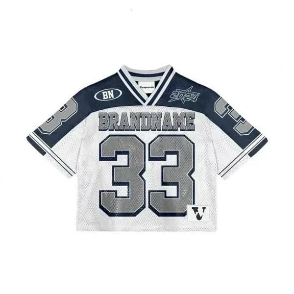 American trendy men T-shirts mesh short-sleeved quick-drying football s retro streetwear men women V-neck loose tops 260507