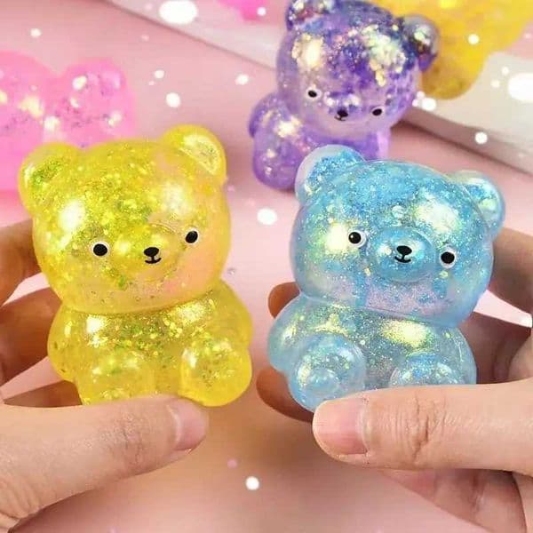 Glitter Gummy Bear Squishy Fidget Toy Needoh Stress Relief Vent Decompression Squeeze Animal Toy for Kids Adults Party Favors X260511