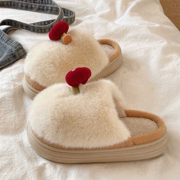 Womens new winter cotton slippers for indoor use cute mushroom design warm plush thick-soled non-slip maternity slippersL260511