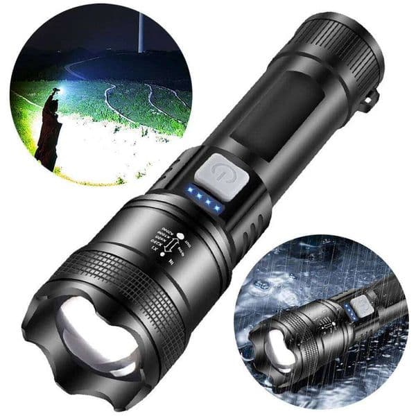 XHP50 Handheld Display LED Flashlight 300LM Powerful Zoom Lamp Mobile Bank for Power Outages S260509
