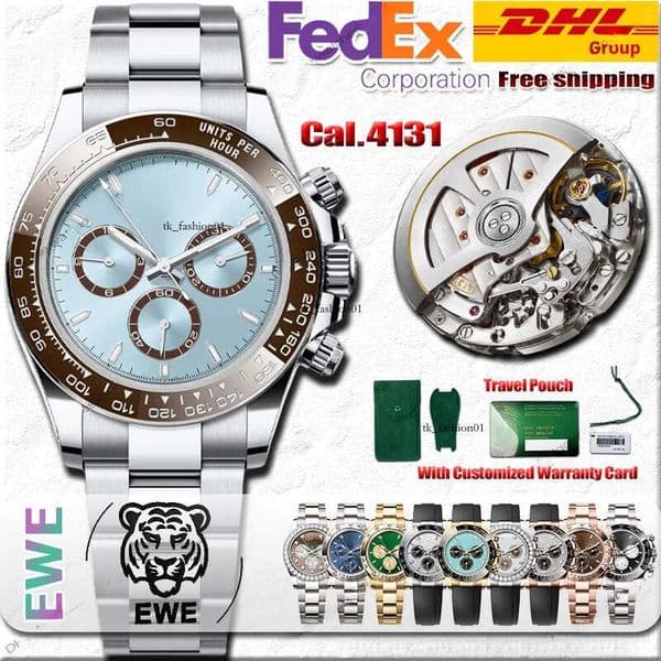 EWE Factory Men Luxury Designer Watches 40MM 4131 Automatic Movement Watch 904L Stainless Steel Ceramic Sapphire Luminous Chronograph 72H Power Reserve