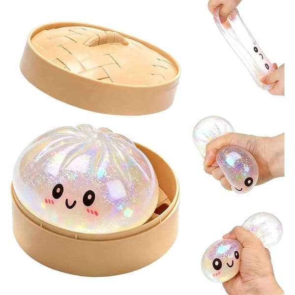 2026 New Dumpling, Glitter Dumpling Squishy With Box, Dumplings Sensory Toy Stress Relief, Adult Soft Squeeze Decompression Dough For Anxiety Relief