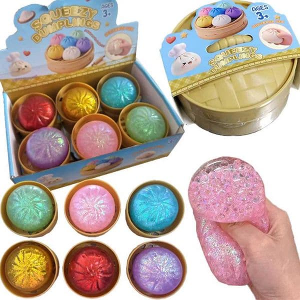 Colorful Dumpling Squishes Stress Balls Fidget Sensory Toys Simulation Food Squishies Bun with Steamer Squeeze Dough Ball Gifts L260511