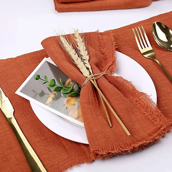10pcs 32x32cm Wholesale terracotta Gauze Cotton Napkin Reusable Tea Towel Wedding Party Christmas Table Decor Retro Burrs napkin 260511