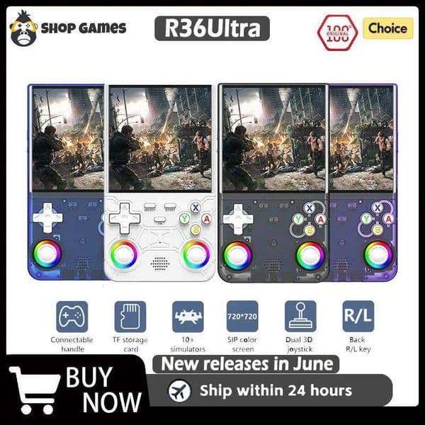 R36 Ultra 2025 Open Source R36S Game Console Linux System 4.0 Inch IPS Screen Portable Pocket Video Player 64G best Games W260511
