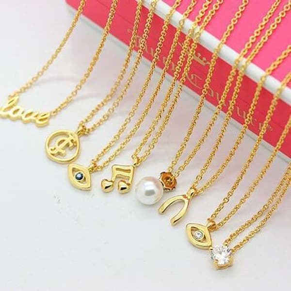 Juicy Simple, compact, stylish mini necklace, versatile wishbone, music note, eye, pearl, LOVE letter clavicle chain accessory Couture Jewelry