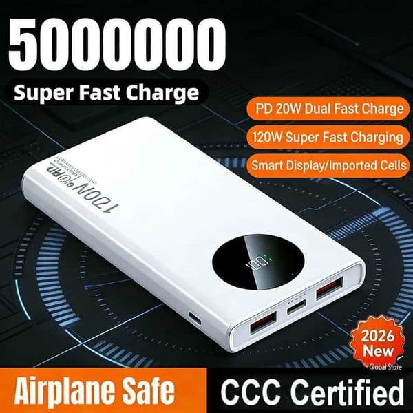 500000mAh 120W High Capacity Power Bank Fast Charging Powerbank Portable Battery Charger For iPhone Samsung Xiaomi C260511
