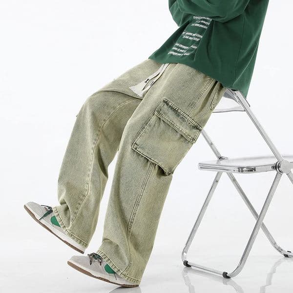 Men Baggy Cargo Jeans Fashion Streetwear Vintage Wide Leg Pants American Streetwear Y2K Big Pocket Youth Overalls 260507