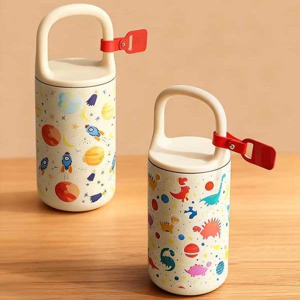 400ml cartoon pattern vacuum cup childrens thermos water bottle cute lock thermos cup handheld water bottle outdoor schoolJ260511