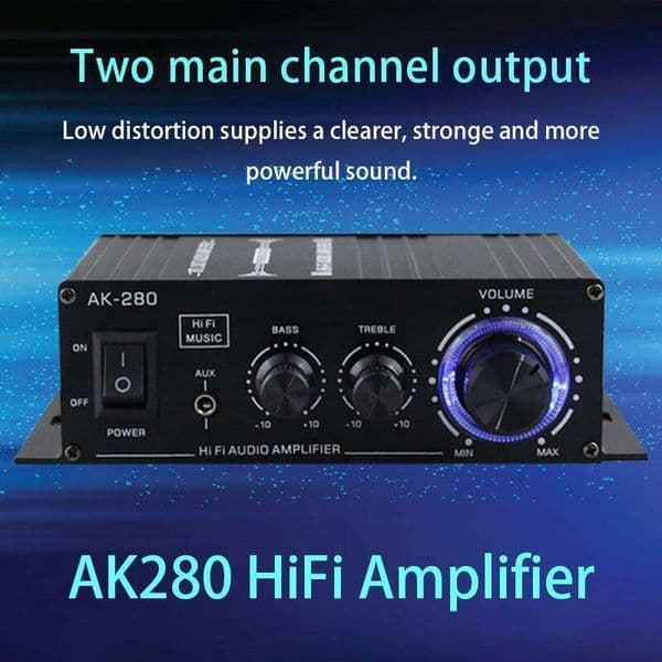 AK280/AK270/AK170 Audio Amplifiers for Car home Bass 2.0 Channel Hifi Sound Amplifier Home Digital 12V Mini Treble Power Amplify 26Y0511