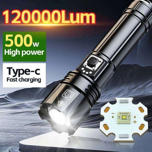 High-power strong light LED flashlight zoomable USB rechargeable with and ultra-bright long-range Aluminium alloy outdoor torch S260509