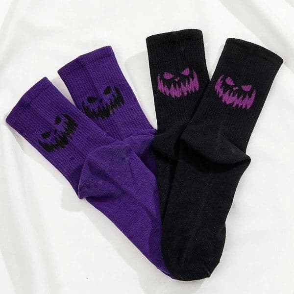 2/4/5/10 Pairs Mens and Womens Crew Socks Black and Halloween-Themed Comfortable Breathable Moire-Wicking L260509