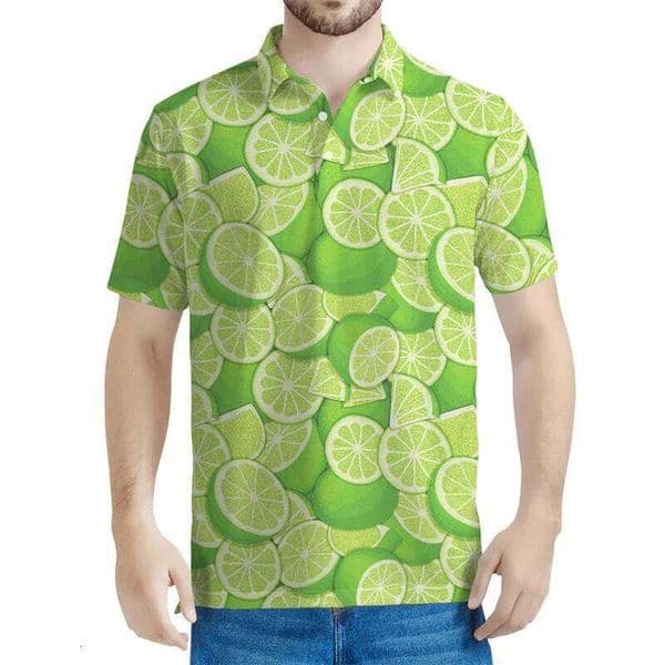 Green Lime Slices Shirt Men 3d Printed Lemon Lapel Tees Women Loose Button Short Sleeves Casual Summer Polo Shirts Tops