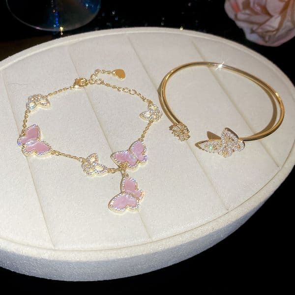 Zircon Flower Butterfly Pearl Sweet Princess Style Bracelet High-end Exquisite Women's Jewelry