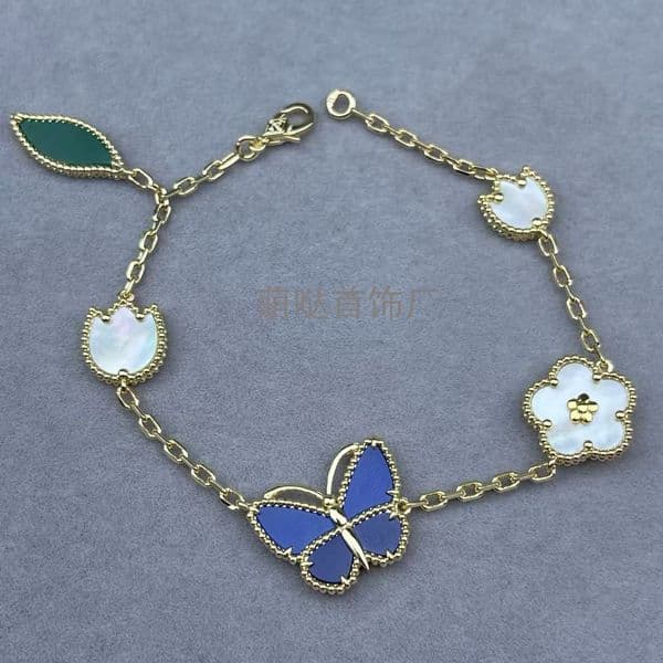Designer vanly cleeffly bracelet Lucky Butterfly V Bracelet Women Natural Blue Chalcedony Mother-of-Pearl Bracelet