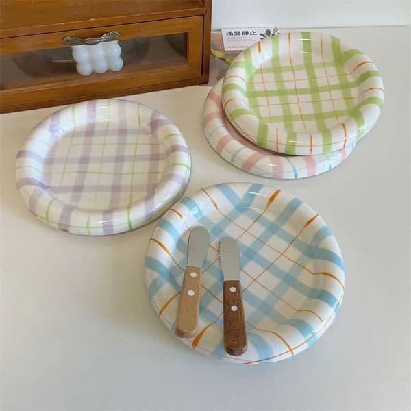 Cute Korean Ceramic Plate Unique Plate For Cake Food Dinner Breakfast Dessert Salad Decorative Dish Table Decorations 260508