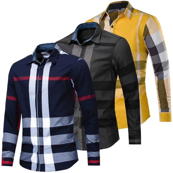 100 Cotton New Fashion 2025 Mens Random Plaid Shirt Long Sve Casual Business Button Up Dress Shirts Social Tops for Men L260511