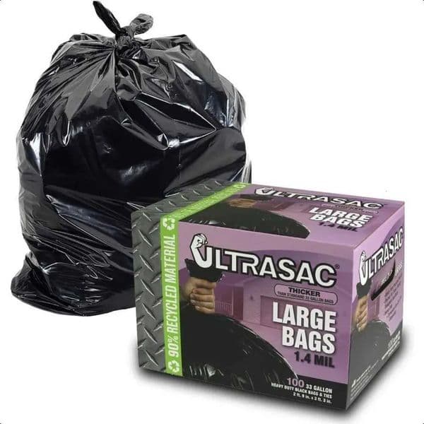 2026 Gallon Trash Huge 100 Pack W Ties 39 X 33 Heavy Duty Large Profional Quty Black Garbage Bags Extra Strong Plastic Free Shipping 03
