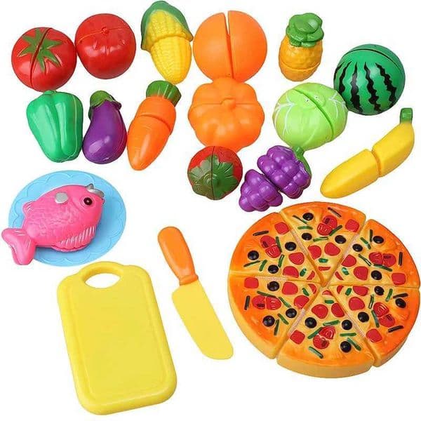 Children Pretend Play Food Toys for Kids Kitchen Set Playset Cut Food Fruits Vegetables Toys Christmas Birthday Gift for Toddler S260508