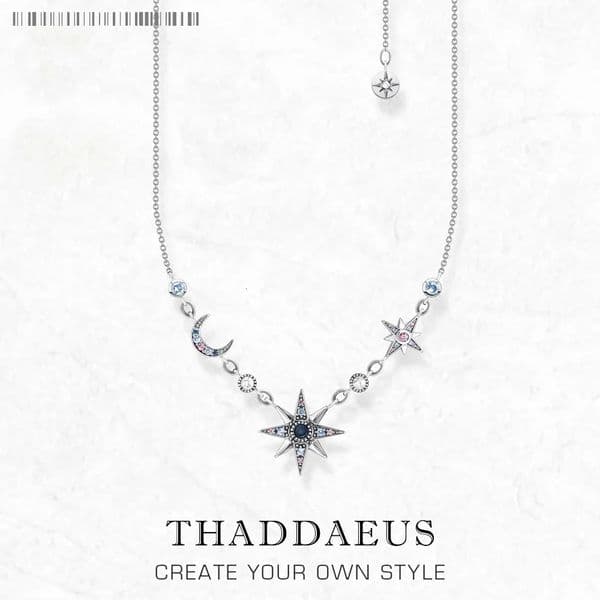 Royalty Star Moon Necklace Spring Link Chain Fine Jewelry Europe 925 Stering Silver Bijoux Trendy Gift For Women 260508