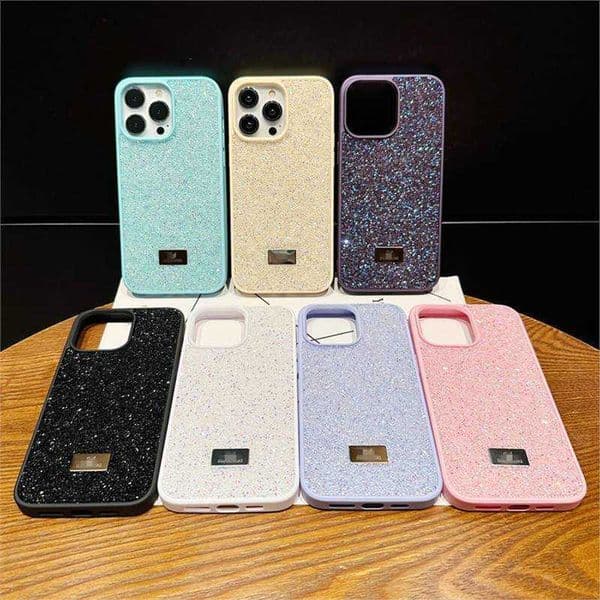 Luxurious Glitter Rhinestone iPhone 16 Pro Case 15 Light Luxury Style Compatible with Apple 17 Pro Max Protective Cover T260509