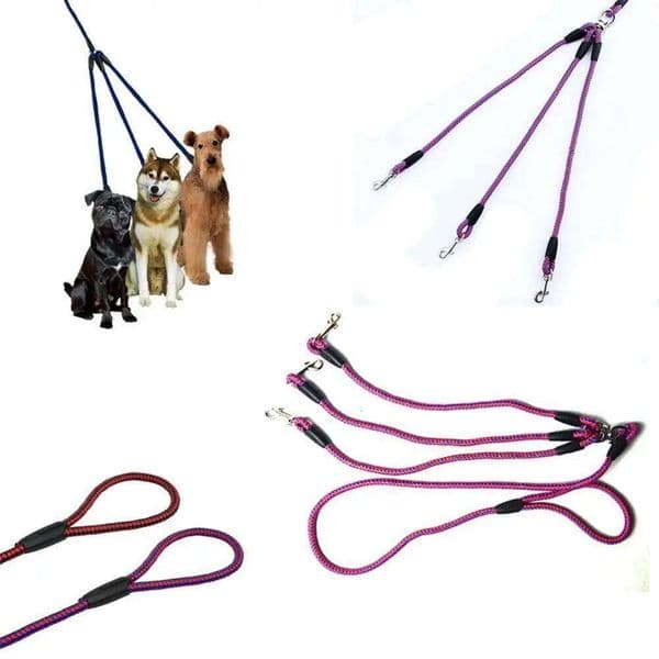 3 Way Pet Coupler Leash Nylon Lead Double For Walking Running Three Small Dogs Cats Traction Rope 26W05011