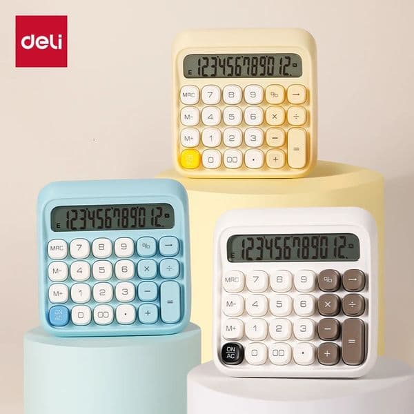 Deli Desktop Calculator 12 Digits LCD Display Kawaii DopamineStationery Supplies Accounting Office Home Use Battery Powered 260511
