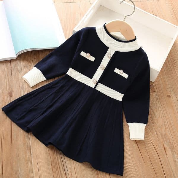 Child Girls Dress Long Sleeve Knitted Sweater Dress for Baby Girl Elegant Christmas Dress Kids Clothing