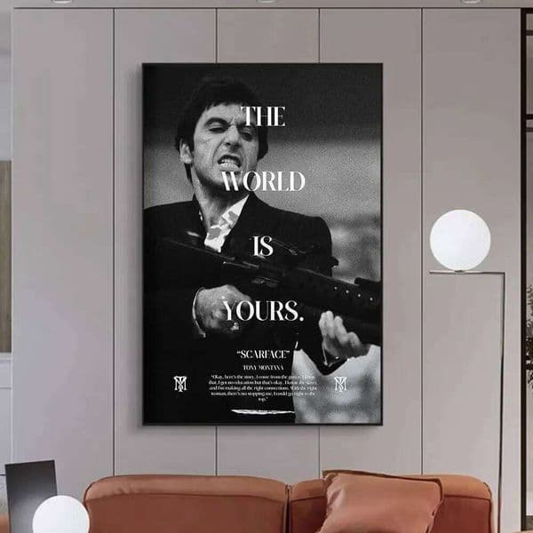 Scarface The World is Yours Classic Movie Posters and Prints Tony Canvas Painting Wall Art for Living Room Home Decor 26Y0511