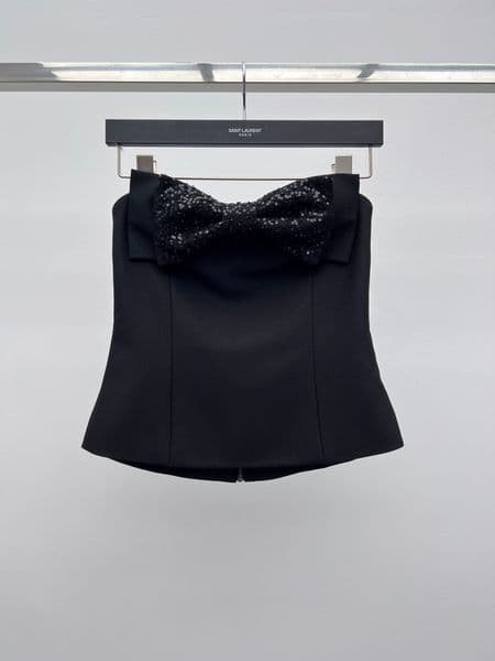 26 summer new sequined bow strapless top