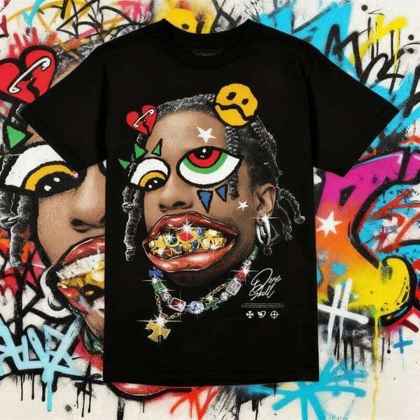 2025 Summer Fashion Weezy Streetwear, Streetwear T-shirts, Unisex Pattern Hip-hop T-shirts with ACID Patterns