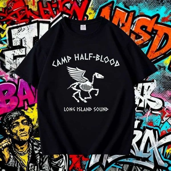 2025 Summe Camp Half-Blood Long Island Sound Skull Percy Jackson T-Shirt Women Vintage Casual 100% Pure Cotton Printed T-shirt