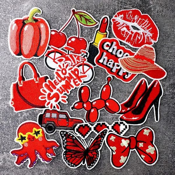 HELLO SUMMER Patch Embroidery Applique Ironing Sewing Supplies Decorative Badges Patches For Clothing Red