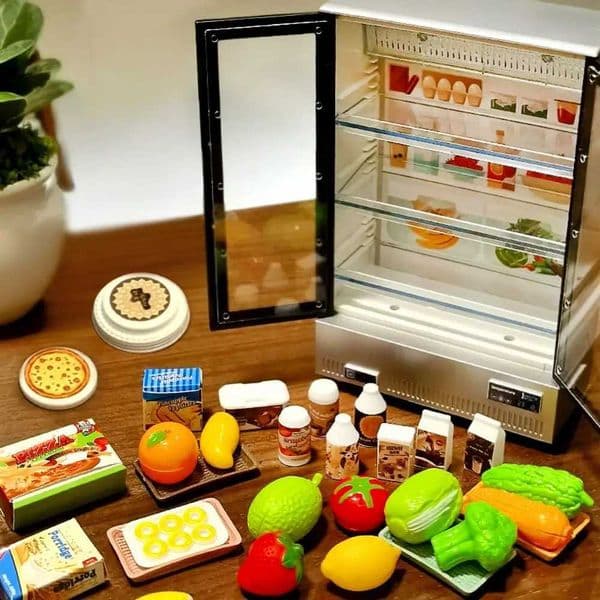 21PCS Kitchen Toy Double-Door Large Refrigerator Miniature Furniture Music Light Food Accessories Model For Girl Birthday Gift S260508TCQN