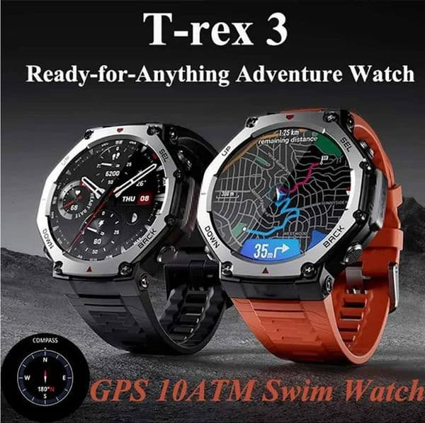 For Amazfit T-Rex 3 Smart Watch AMOLED Touch Screen 6 Satellite Systems Dual Band GPS 170 Sports modes 500mAh Outdoor Sportswatch